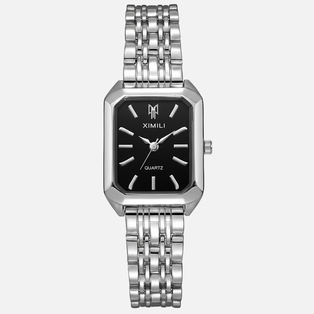 SAPIEN Aurelien - Silver - Black Dial watch with black face on a white background
